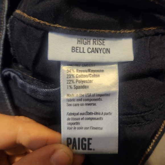 Paige Womens Size 31 High Rise Bell Canyon Denim Jeans Medium Wash Flare Pants - Picture 5 of 8